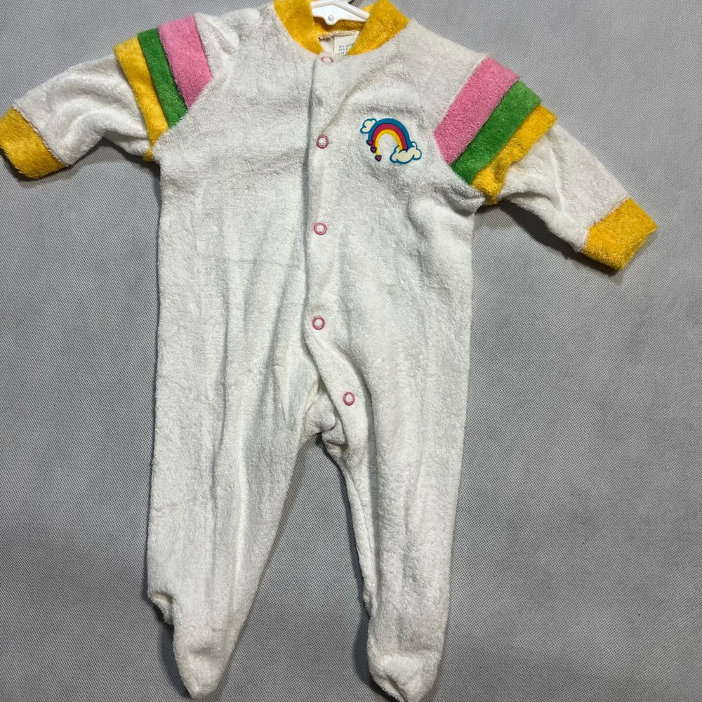 NWT Vintage Fry-Togs Rainbow One Piece Terry cloth